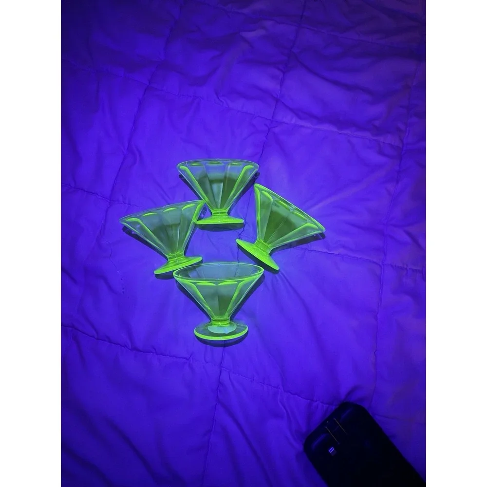Vintage Depression Green Uranium Glass Fluted Sherbet 2.75